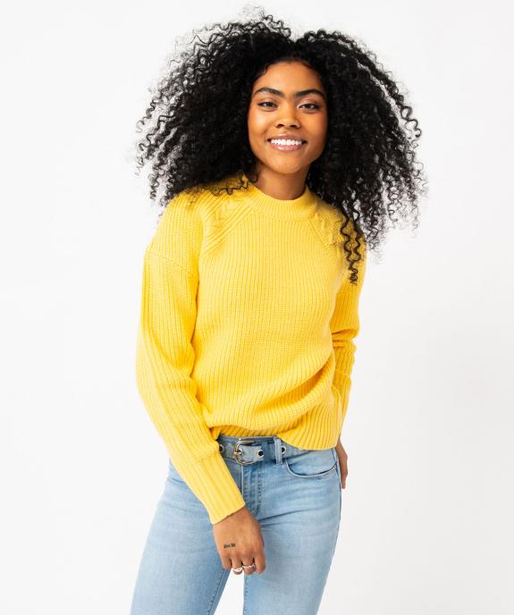 Pull en grosse maille à col rond femme vue1 - GEMO(FEMME PAP) - GEMO