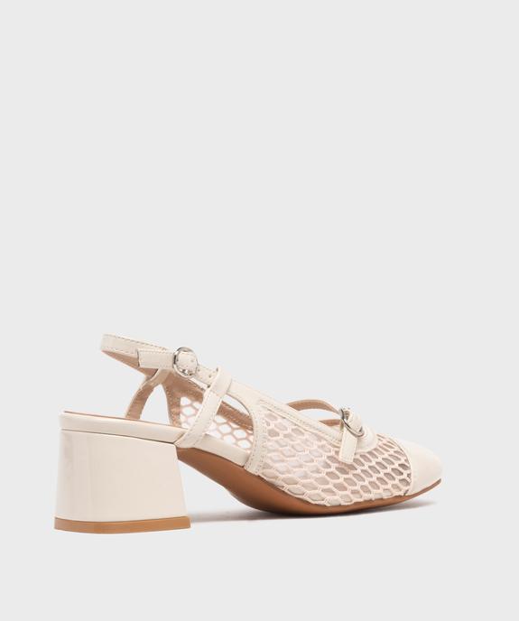 Escarpins slingback en tulle et matière vernie femme - Follow Me vue4 - FOLLOW ME - GEMO