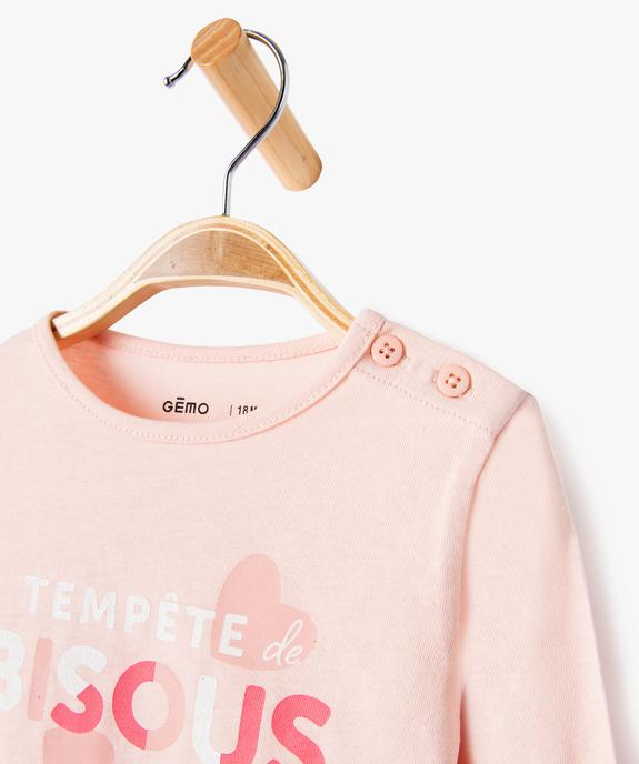 Tee-shirt à manches longues à message bébé fille vue2 - PREMIER PRIX BY GEMO - GEMO