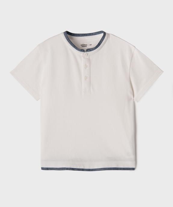 Tee-shirt tunisien à manches courtes en maille piquée garçon vue2 - GEMO 4G GARCON - GEMO