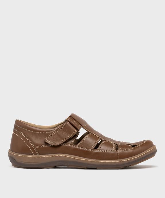 Sandales confort à bouts fermés dessus et semelle intérieure cuir homme vue1 - G'FLEX - GEMO