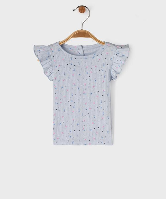 Tee-shirt manches courtes en maille fantaisie avec volants bébé fille vue4 - GEMO(BEBE DEBT) - GEMO
