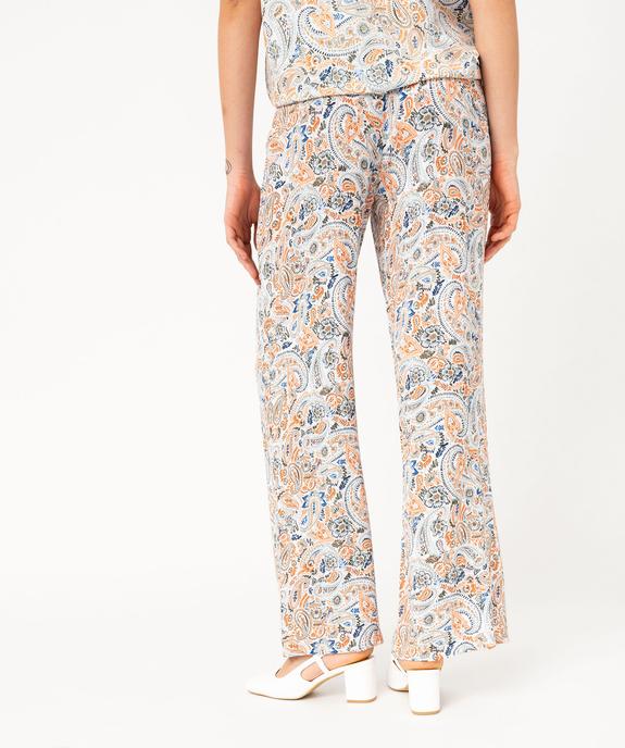 Pantalon fluide en viscose coupe large à motif cachemire femme vue3 - GEMO 4G FEMME - GEMO