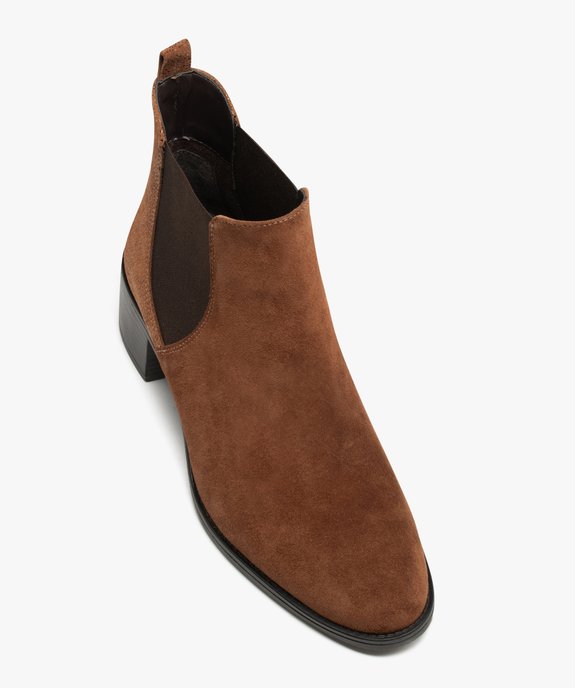 Chelsea boots dessus cuir à petit talon femme vue5 - TANEO - GEMO