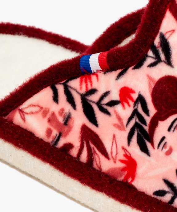 Chaussons femme mules plates en velours ras à motifs vue6 - GEMO 4G FEMME - GEMO