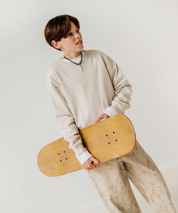 Sweat col rond en molleton bouclette garçon  vue6 - GEMO (JUNIOR) - GEMO