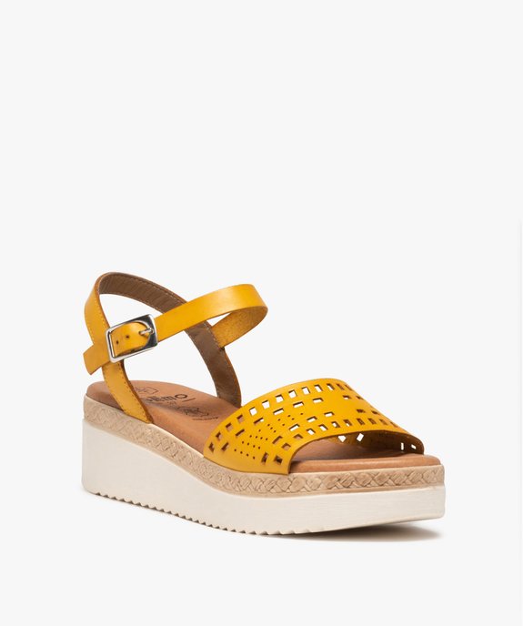 Sandales femme compensées dessus ajouré vue2 - GEMO(URBAIN) - GEMO