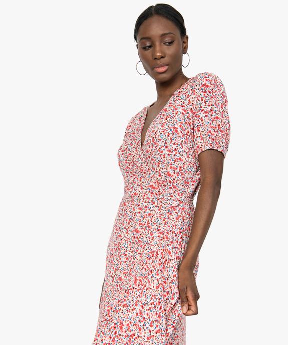 Robe femme longue forme portefeuille à motifs fleuris vue5 - GEMO(FEMME PAP) - GEMO