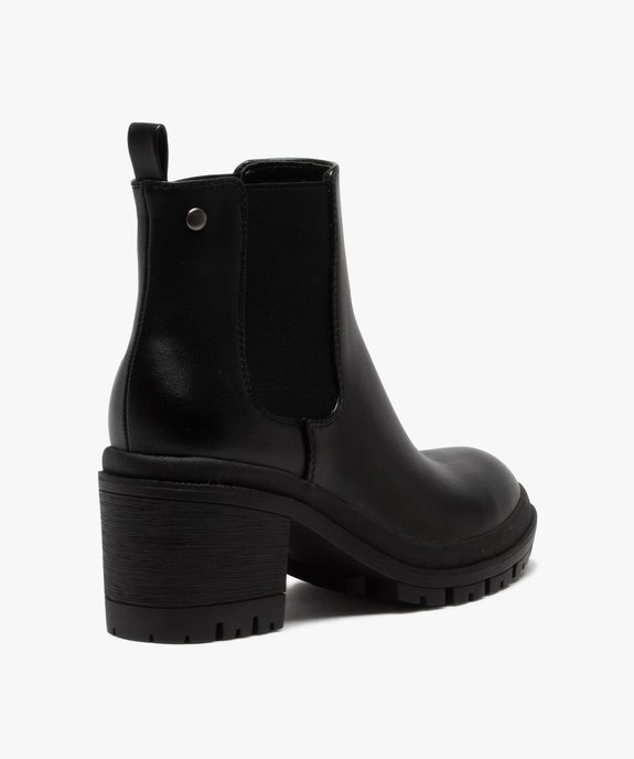 Boots femme chelsea unies à talon et semelle crantée vue4 - GEMO(URBAIN) - GEMO