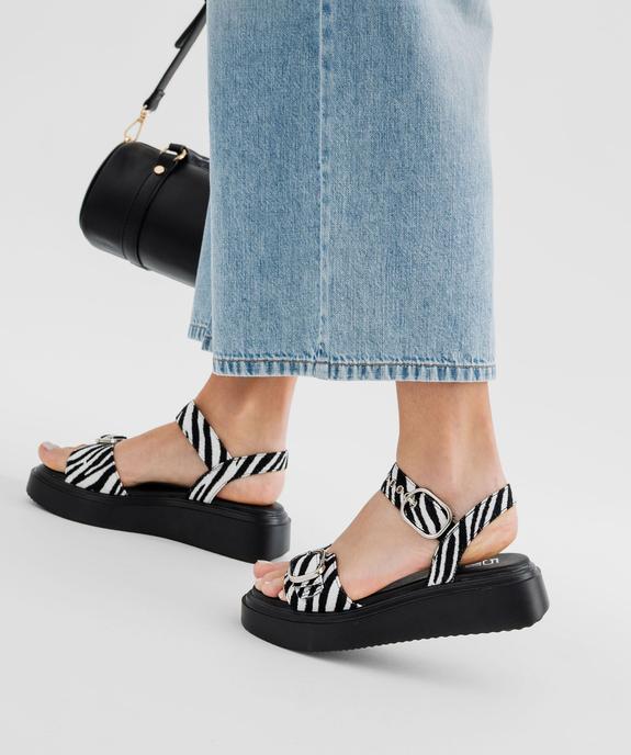 Sandales à motif animalier sur semelle plateforme femme - 5 Miles vue7 - 5 MILES - GEMO