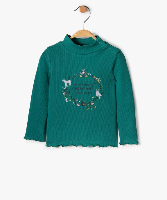 Tee-shirt en maille côtelée à col montant bébé fille vue1 - GEMO(BEBE DEBT) - GEMO