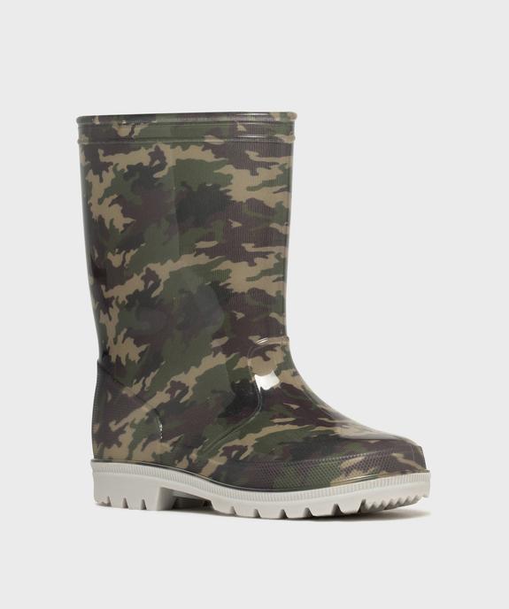 Bottes de pluie imprimé camouflage à semelle crantée garçon - 5 Miles vue2 - 5 MILES - GEMO