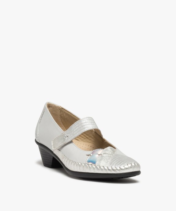 Escarpins confort femme en cuir détails brillants vue2 - GEMO 4G FEMME - GEMO