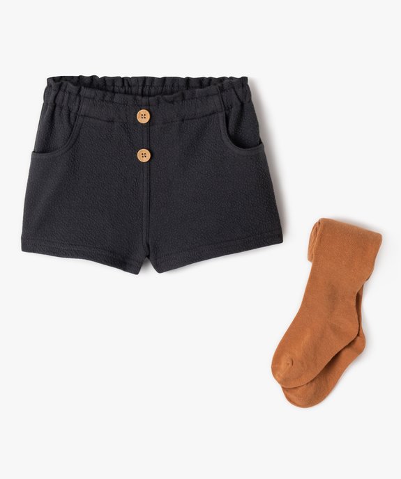 Ensemble bébé fille 2 pièces : short et collants chauds vue1 - GEMO(BEBE DEBT) - GEMO