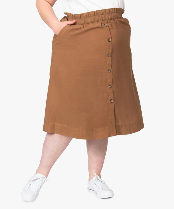 Jupe midi femme grande taille à taille élastiquée avec boutons vue1 - GEMO (G TAILLE) - GEMO