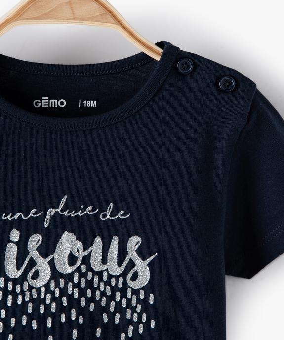 Tee-shirt bébé fille à manches courtes et motif pailleté vue2 - GEMO 4G BEBE - GEMO
