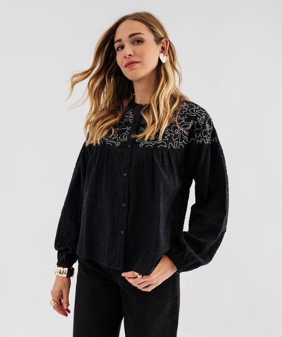 Chemise esprit bohème avec broderies femme vue2 - GEMO(FEMME PAP) - GEMO