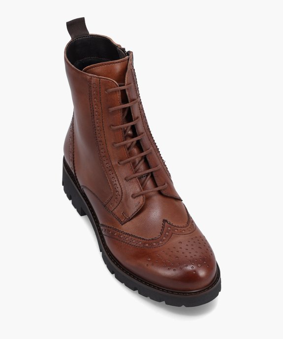 Boots fille dessus cuir à lacets et semelle crantée – Tanéo vue5 - TANEO - GEMO
