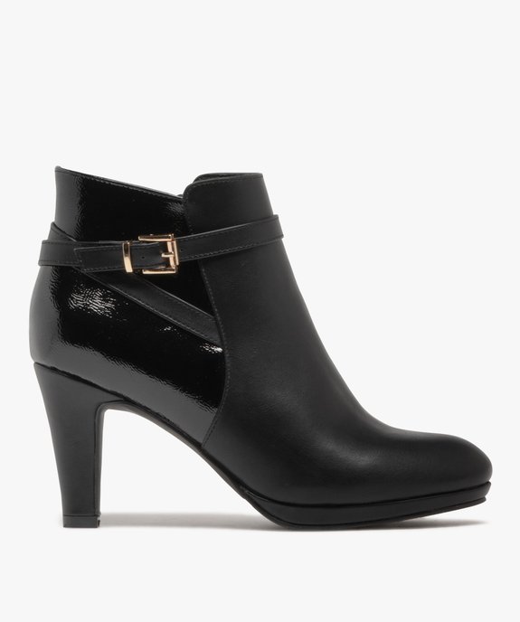 Bottines femme à talon fin avec détail vernis et à zip vue2 - GEMO(URBAIN) - GEMO