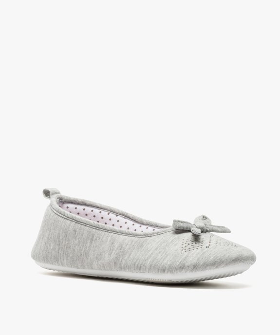 Chaussons femme forme ballerine avec strass et perforations vue2 - GEMO(HOMWR FEM) - GEMO