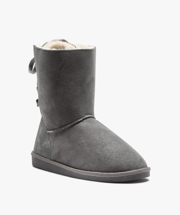 Boots fourrées femme en suédine détails brillants vue2 - GEMO (CASUAL) - GEMO