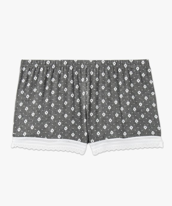 Short de pyjama en maille fluide avec bas en dentelle femme vue8 - GEMO 4G FEMME - GEMO