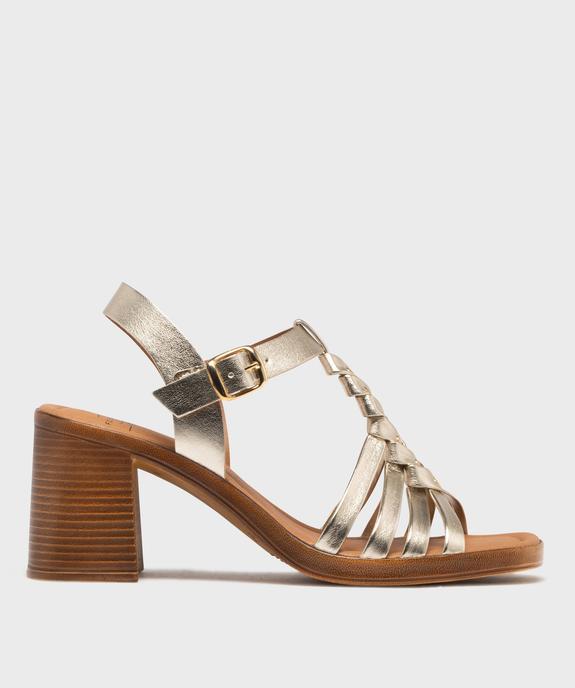Sandales à talon flare et brides métallisées femme vue1 - FOLLOW ME - GEMO