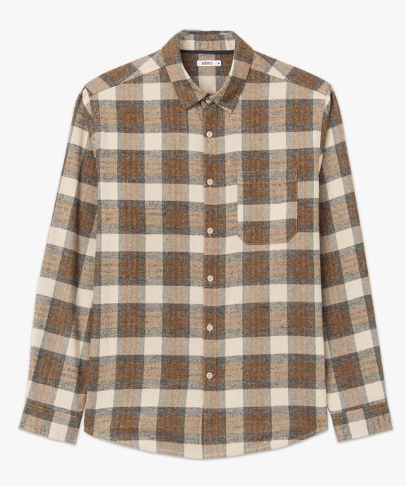 Chemise homme à carreaux aspect flanelle vue4 - GEMO (HOMME) - GEMO