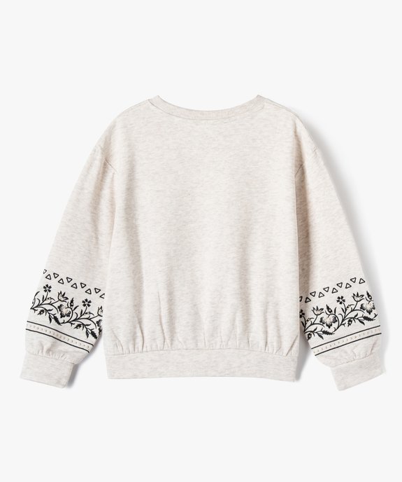Sweat avec motifs brodés sur les manches fille vue3 - GEMO (ENFANT) - GEMO