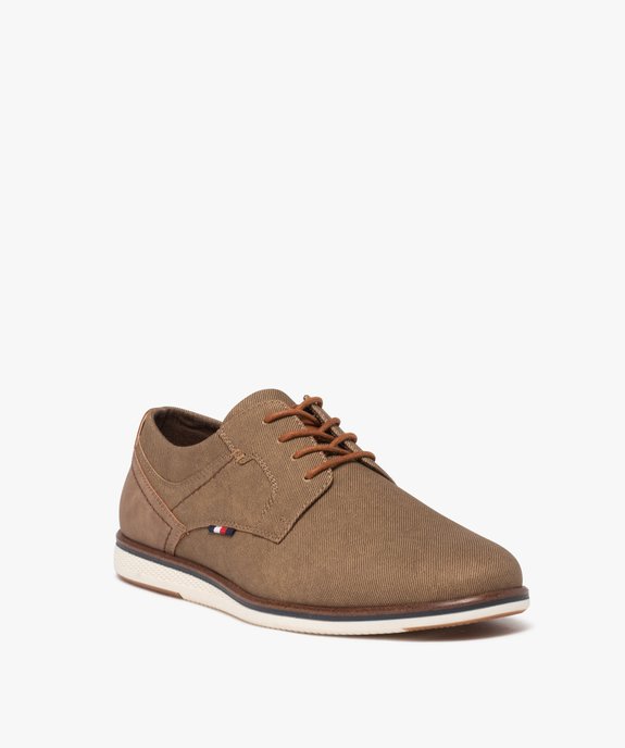 Derbies homme unis style denim à lacets ronds cirés vue2 - GEMO(URBAIN) - GEMO
