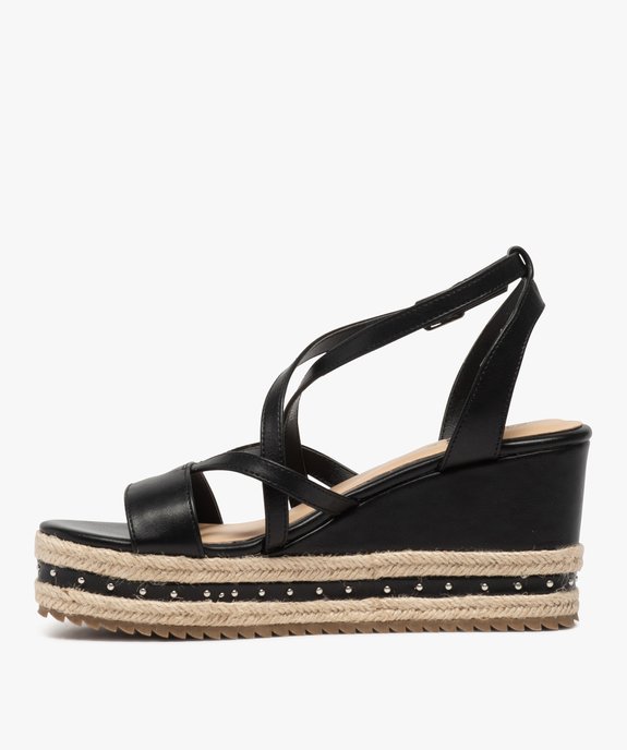 Sandales femme à talon compensé avec clous décoratifs vue3 - GEMO(URBAIN) - GEMO