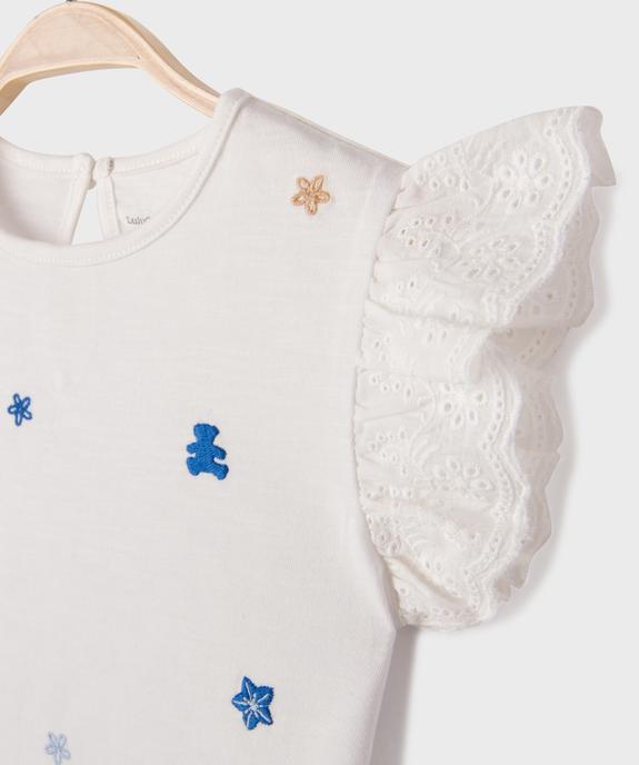 Tee-shirt à motifs brodés et manches volantées bébé fille - LuluCastagnette vue2 - LULU CASTAGNETTE G4G D - GEMO