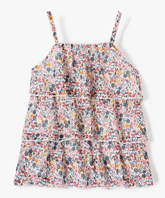 Top fille à fines bretelles et volants motif fleuri vue1 - GEMO (ENFANT) - GEMO