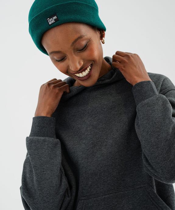 Sweat à capuche en molleton uni femme vue2 - GEMO 4G FEMME - GEMO