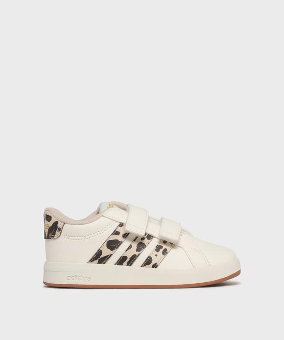 Baskets à scratch fille avec bandes contrastantes - Adidas Grand Court vue1 - ADIDAS - GEMO