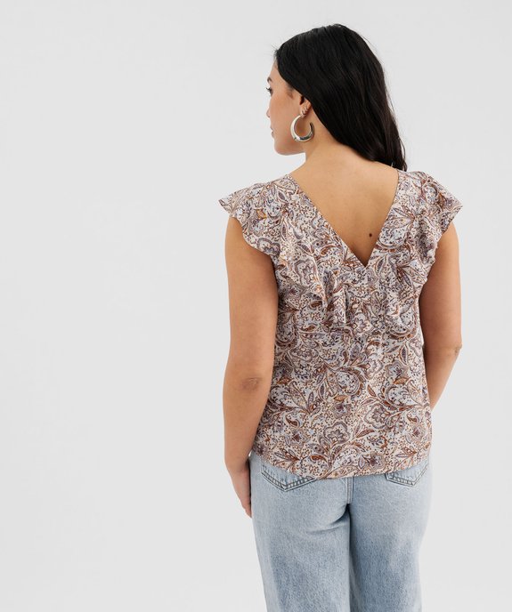 Blouse sans manches à volants en viscose imprimée femme vue3 - GEMO 4G FEMME - GEMO