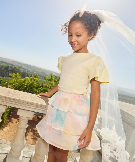 Jupe courte à volants tie and dye fille vue1 - GEMO 4G FILLE - GEMO
