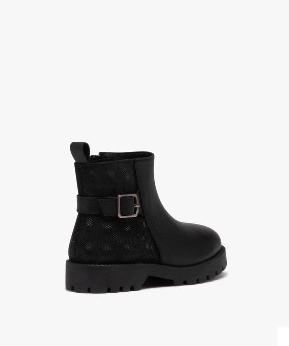 Boots fille dessus en cuir uni ajouré et à semelle crantée vue4 - GEMO (ENFANT) - GEMO