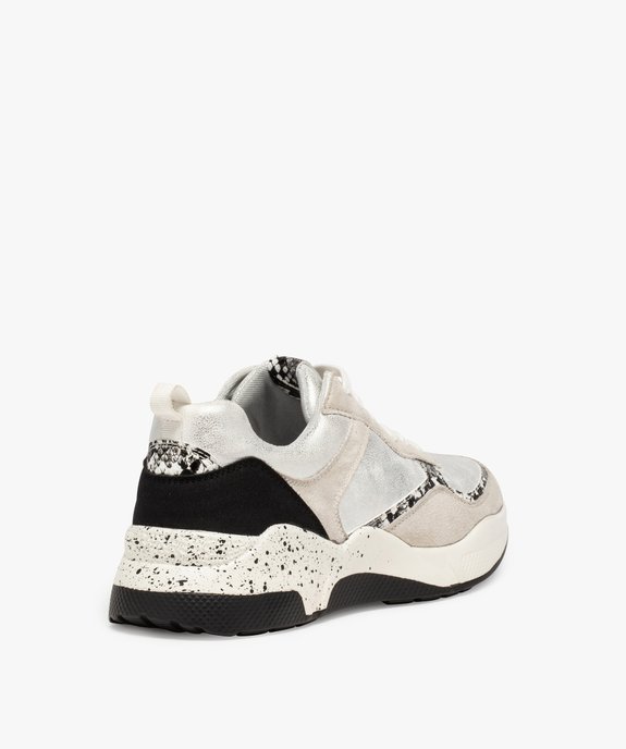 Baskets femme multimatières à détails métallisés vue4 - GEMO (SPORTSWR) - GEMO