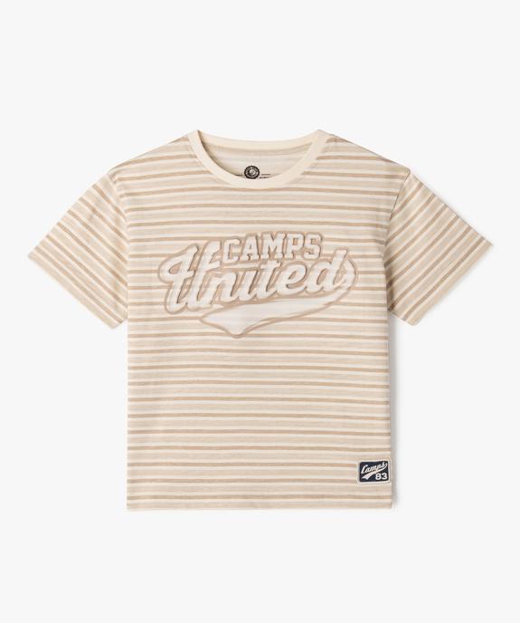 Tee-shirt manches courtes à rayures et inscription en relief garçon - Camps United vue1 - CAMPS GEMO FOR GOOD - GEMO