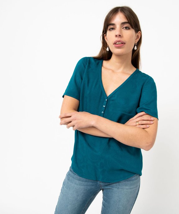 Blouse femme manches courtes en viscose fluide  vue5 - GEMO 4G FEMME - GEMO