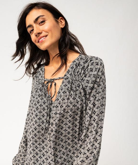 Blouse fluide imprimée avec liens à nouer femme vue2 - GEMO(FEMME PAP) - GEMO