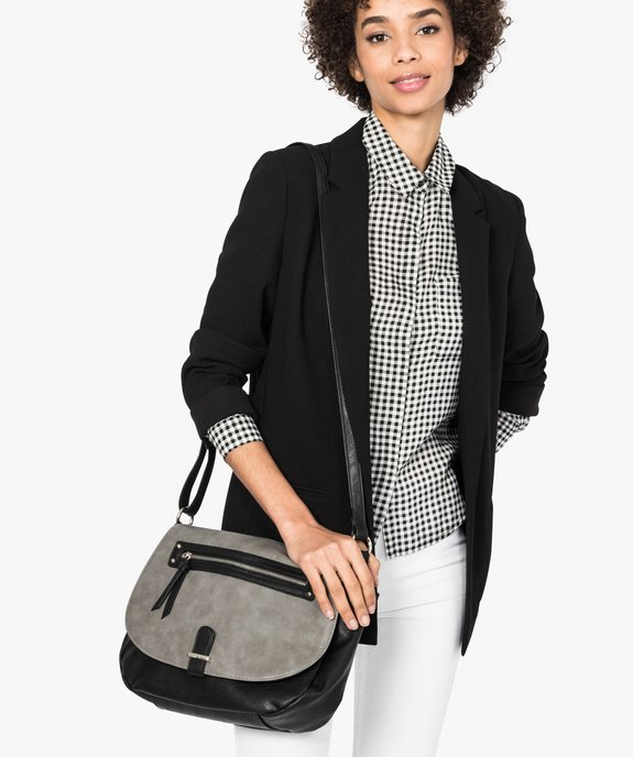 Sac besace bicolore avec poche zippé vue4 - GEMO (ACCESS) - GEMO