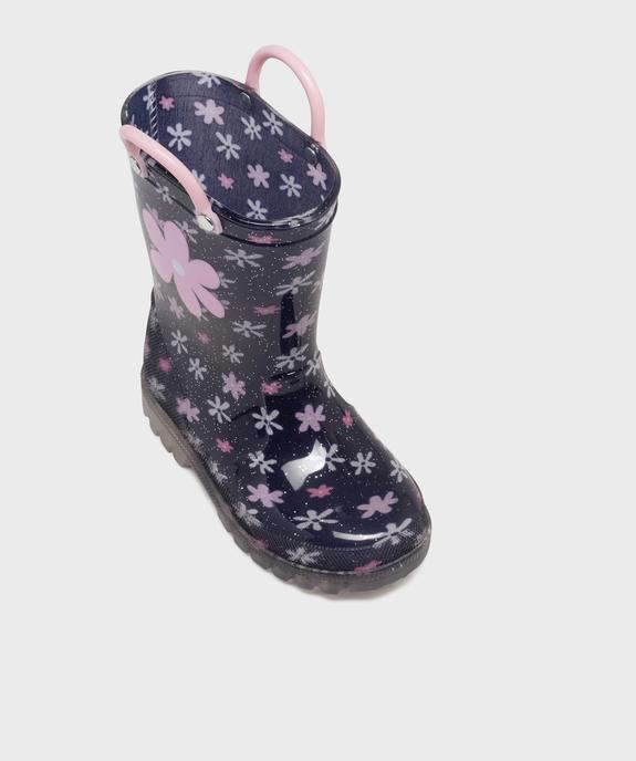 Bottes de pluie bébé fille à anses et semelle lumineuse motif fleuri vue12 - LITTLE LOVE - GEMO