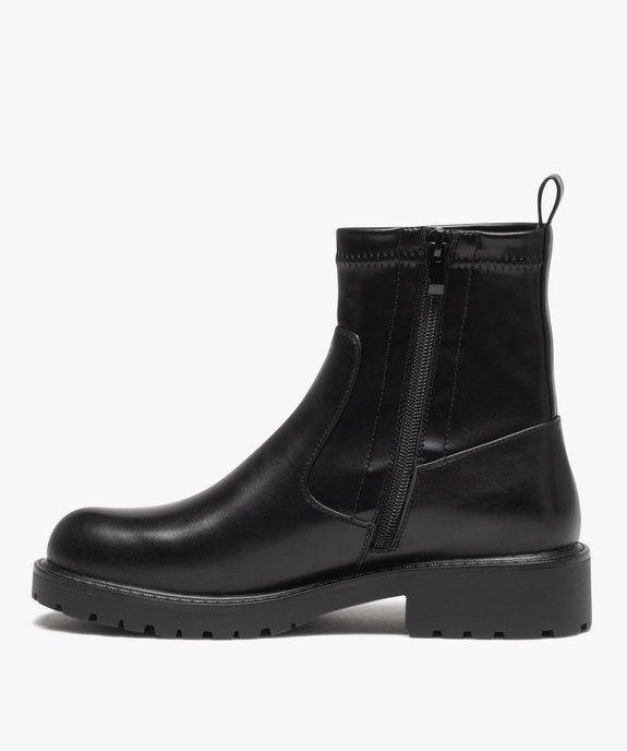 Boots femme unies à col souple et semelle crantée vue3 - GEMO (CASUAL) - GEMO
