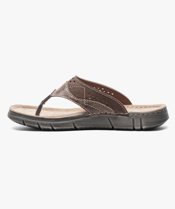 Claquettes cuir à semelle épaisse vue3 - GEMO (HOMME) - GEMO