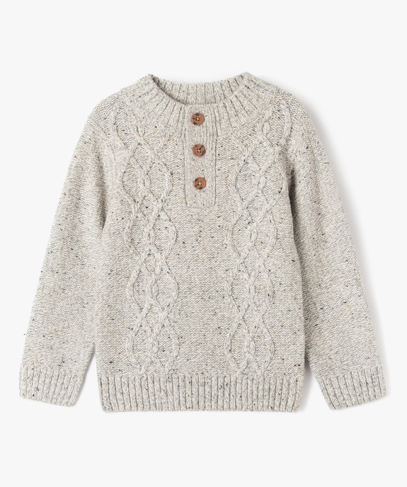 Pull en grosse maille torsadée avec col montant garçon vue1 - GEMO (ENFANT) - GEMO