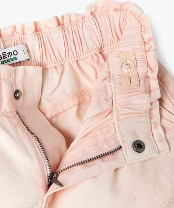 Short en toile taille haute avec ceinture élastique fille vue2 - GEMO 4G FILLE - GEMO