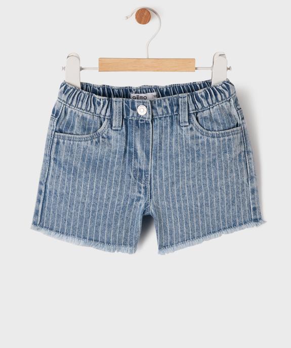 Short en jean à rayures et bords francs bébé fille vue1 - GEMO(BEBE DEBT) - GEMO