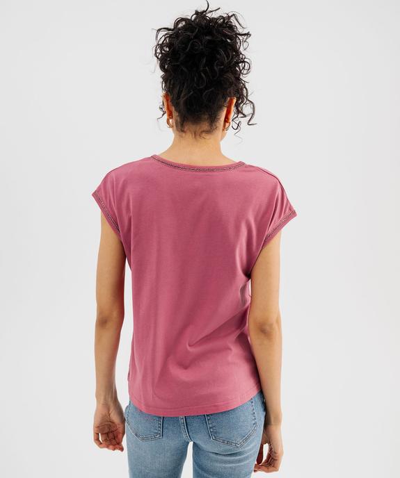 Tee-shirt à manches courtes avec finitions scintillantes femme vue3 - GEMO 4G FEMME - GEMO
